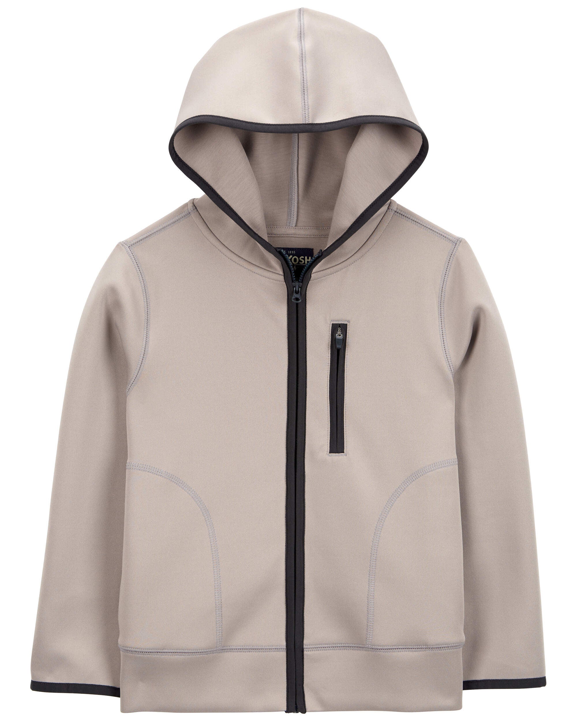Kid Stretch Tech Zip-Up Hooded Jacket - Khaki