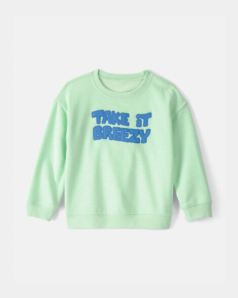 toddler 'take it breezy' french terry pullover sweatshirt - green
