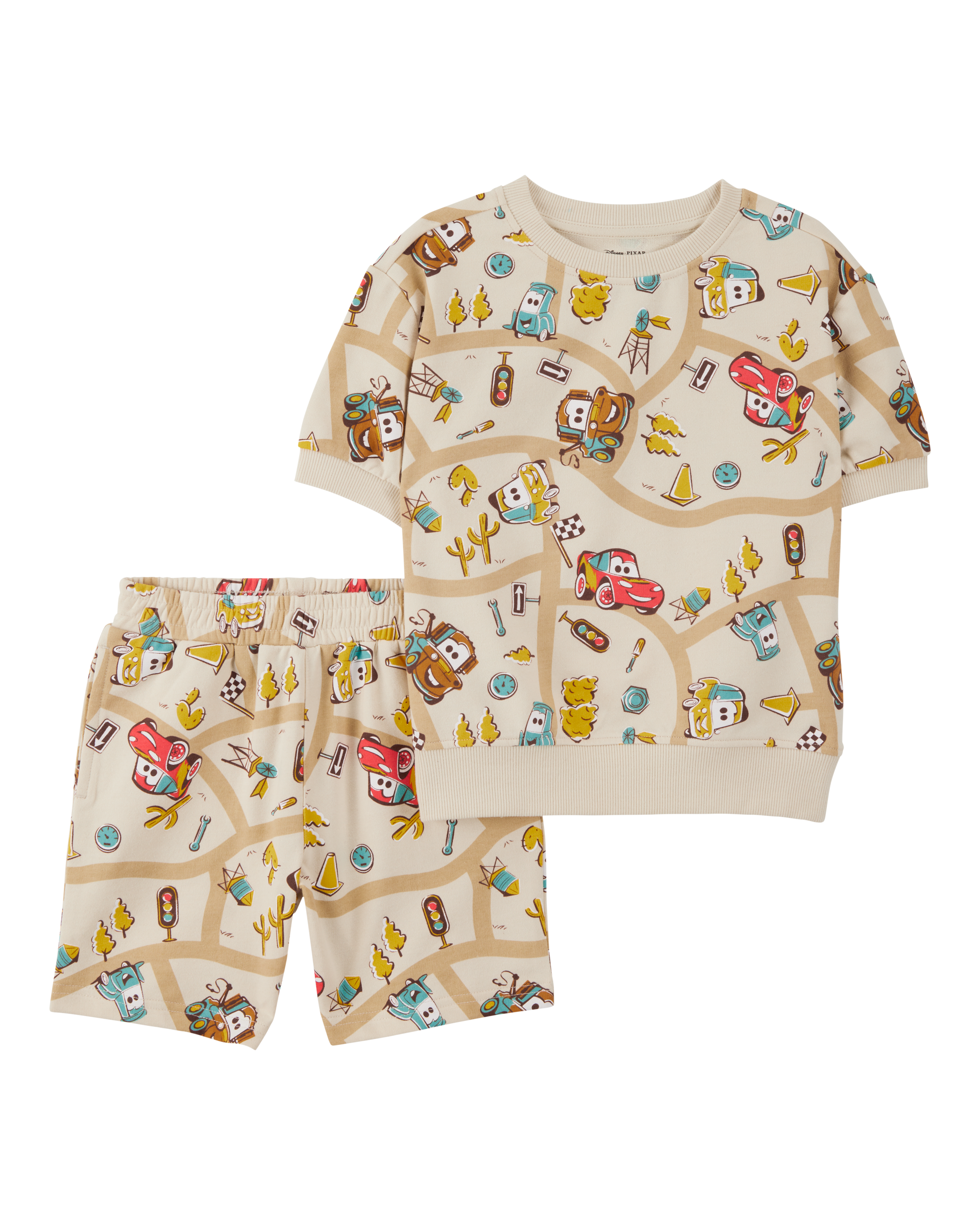 Baby Boy 2-Piece Cars French Terry Outfit Set - Brown