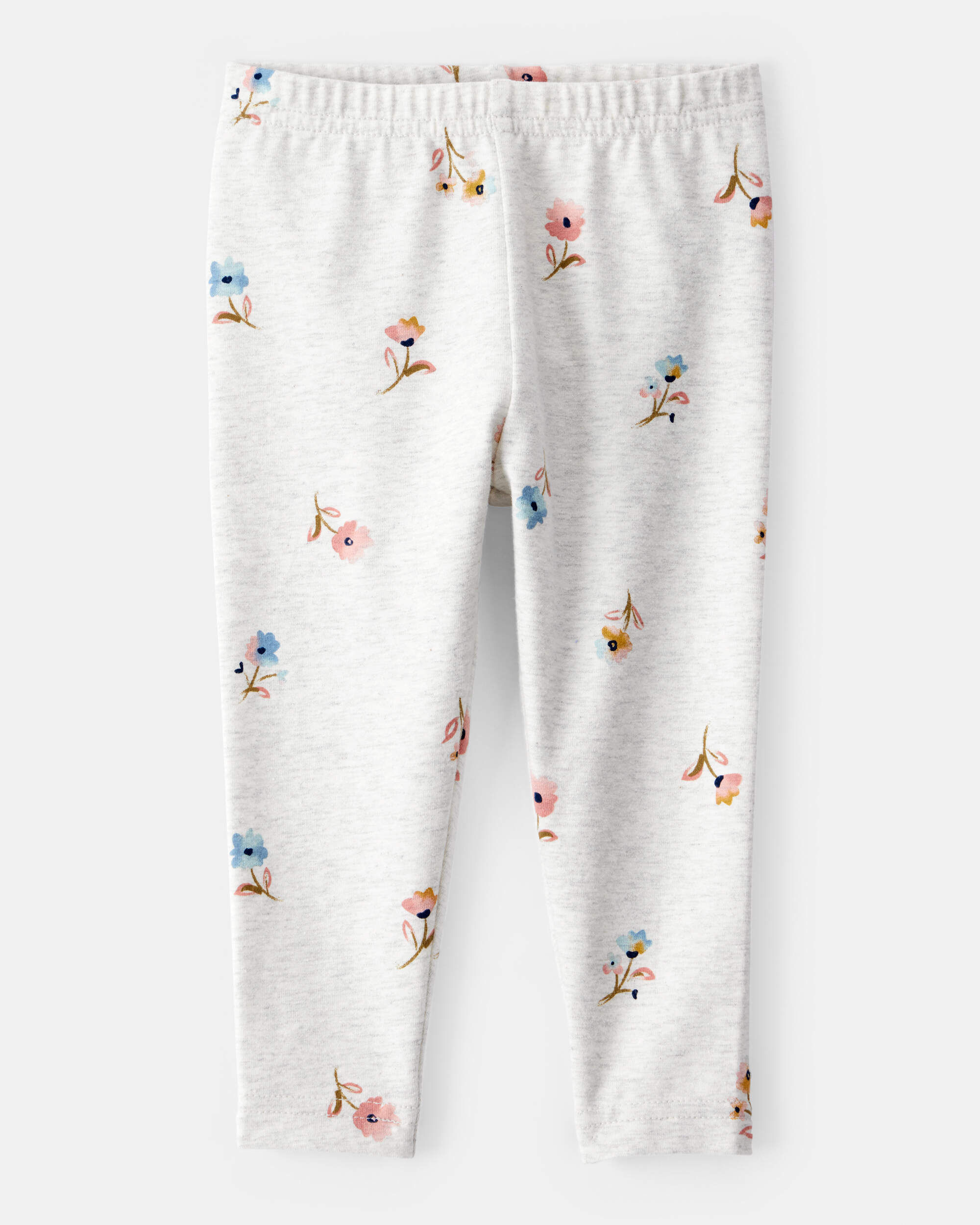 Baby Girl Cotton Floral Stretch Leggings - Grey