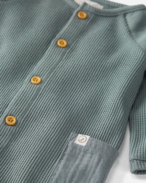  Product image 4 of Baby Organic Cotton Waffle Knit Button-Down Jumpsuit