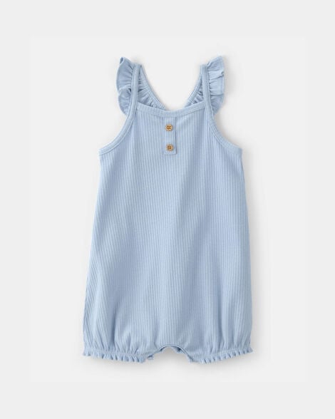 baby girl sleeveless romper - blue