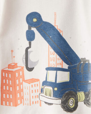 Product image 2 of Baby Boy Construction Print 100% Cotton Long-Sleeve 4-Piece Pajamas - Blue/White/Navy