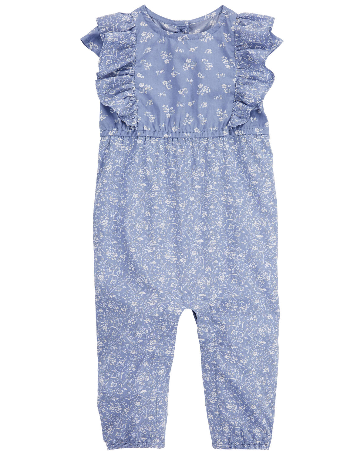 Babyhug 100% Cotton Sleeveless Jumpsuit Floral Print - Blue