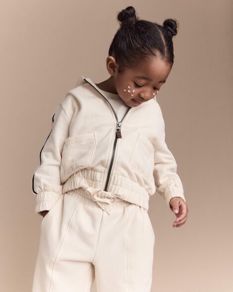 Toddler Girl Zip-Up Hoodie - Cream