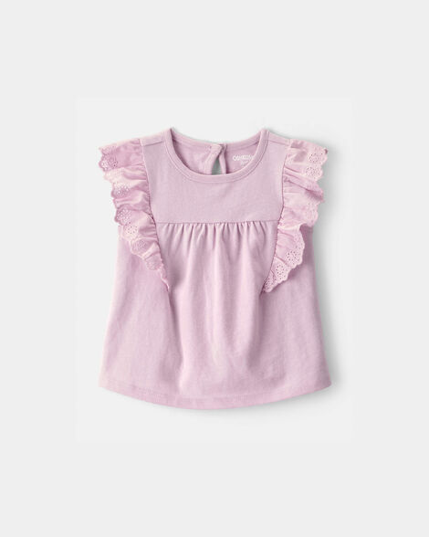 Baby Girl Eyelet-Sleeve Top - Purple