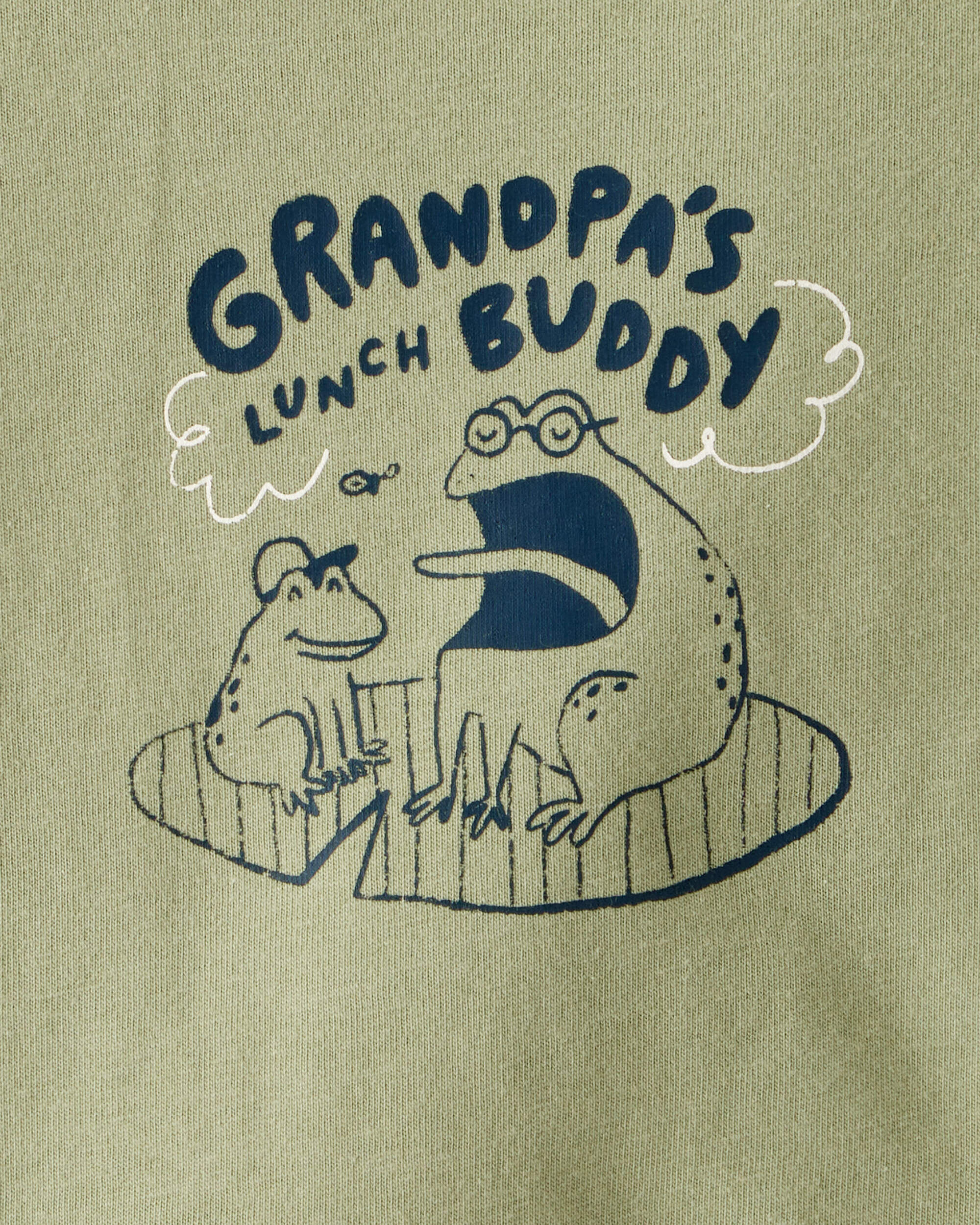 Baby Boy Grandpa's Lunch Buddy Frog Cotton Long-Sleeve Graphic Bodysuit - Green
