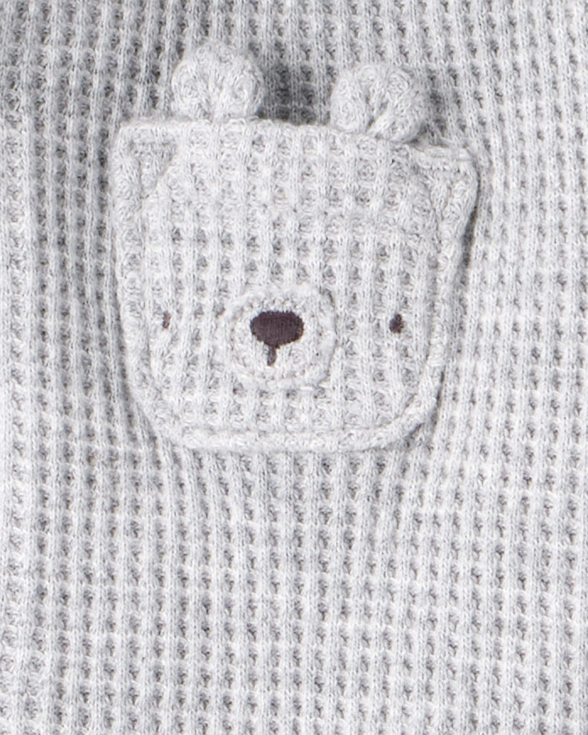 Baby Boy 3-Piece Thermal Bear Little Cardigan Set - Grey/Green