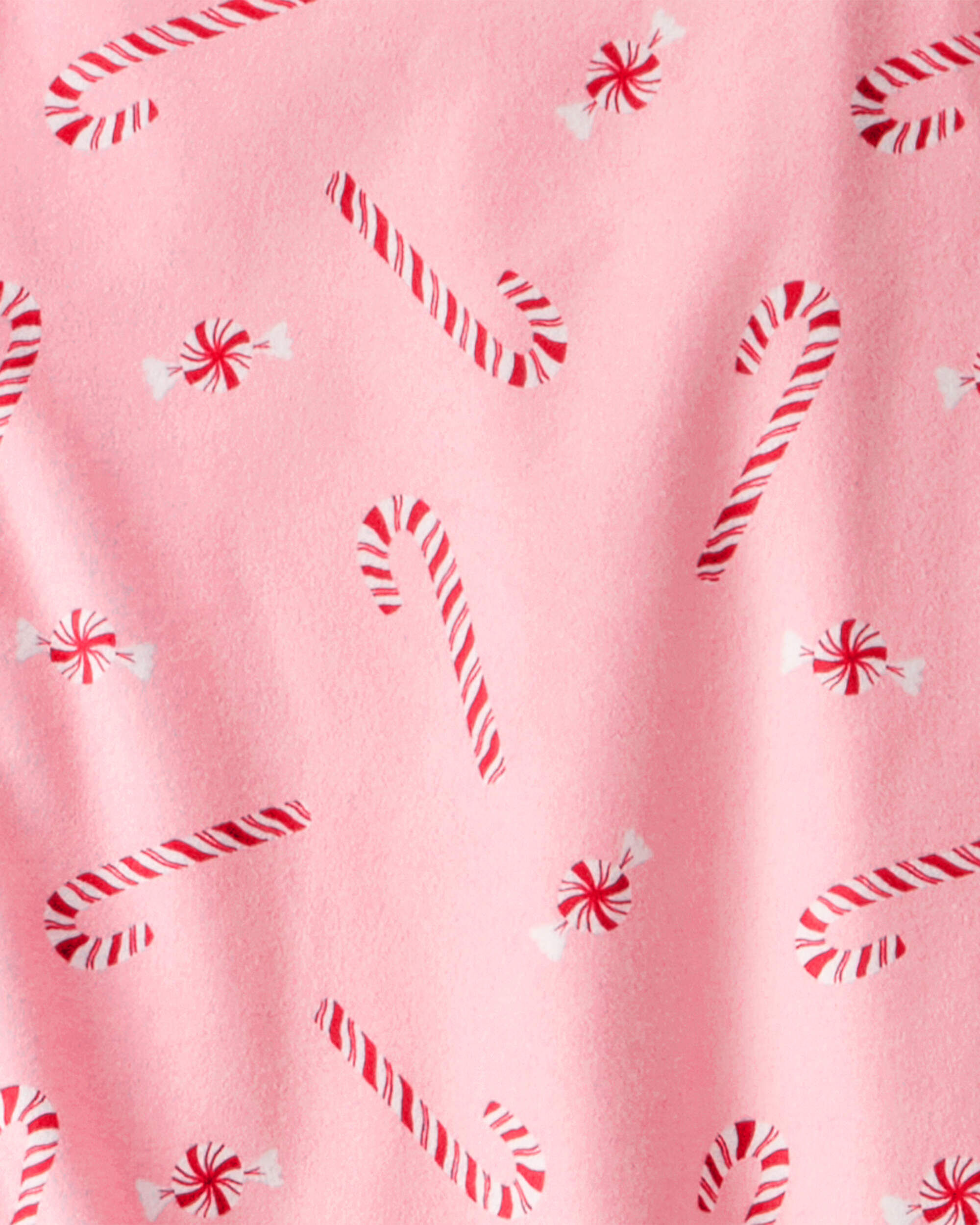 Kid Pink Peppermints Fleece Long-Sleeve Loose Fit 2-Piece Pajamas