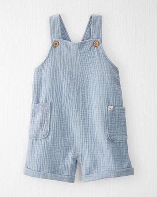Product image 1 of Toddler Organic Cotton Gauze Shortalls in Seal Blue