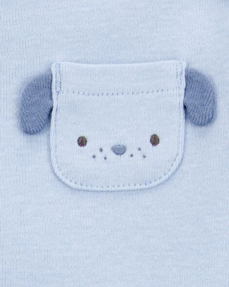 Product image 3 of Baby Boy 5-Pack Dog Short-Sleeve Cotton Bodysuits - Blue