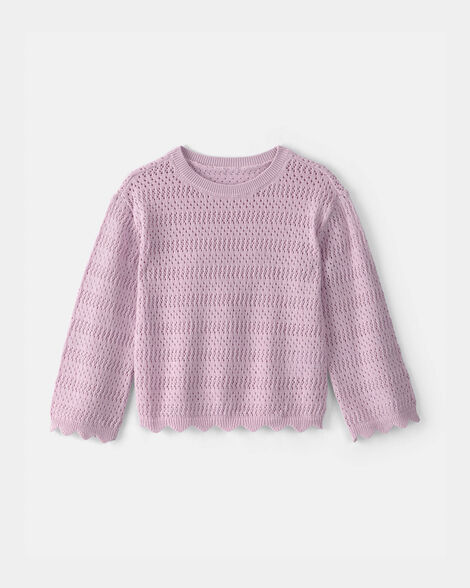 Toddler Girl Scalloped Sweater - Purple
