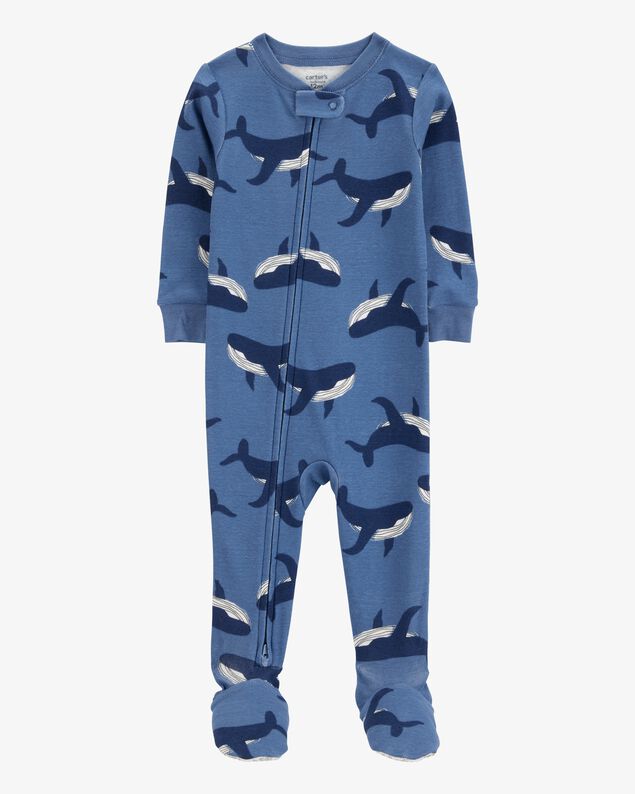 Product image 1 of Baby Boy Whale Print Snug Fit Cotton Footie 1-Piece Pajamas - Navy