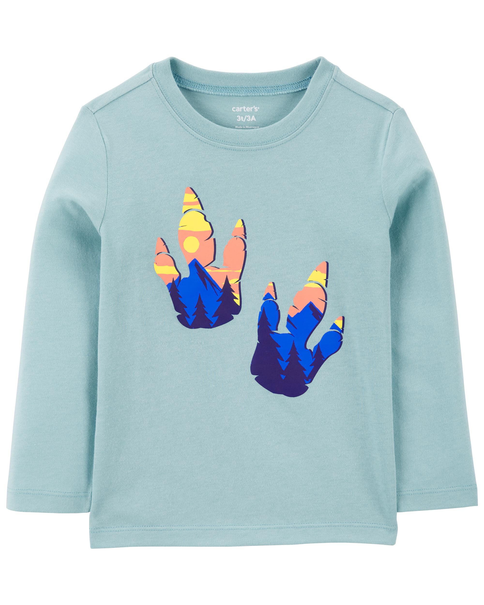 Toddler Dinosaur Cotton Blend Long Sleeve Tee Blue