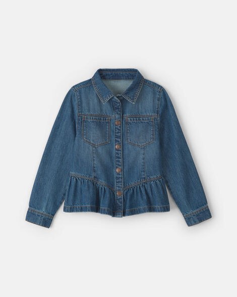 Girls Denim Long-Sleeve Top - Medium Wash