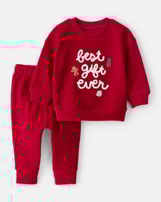 Baby My First Christmas Holiday Red Cotton Sleep & Play Pajamas - Red