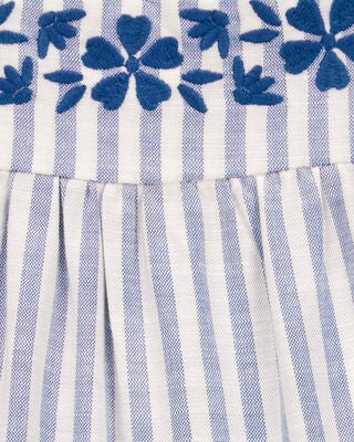 Product image 2 of Baby Striped Flutter-Sleeve Linen Look-alike Romper