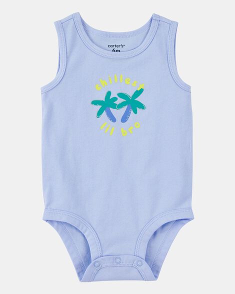 baby chillest lil bro sleeveless bodysuit - blue