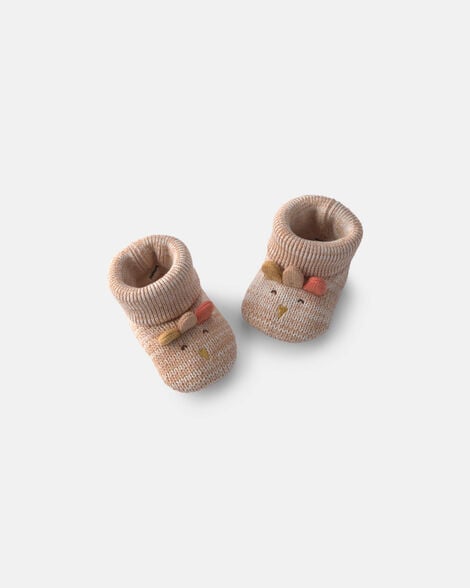 baby thanksgiving turkey booties - brown