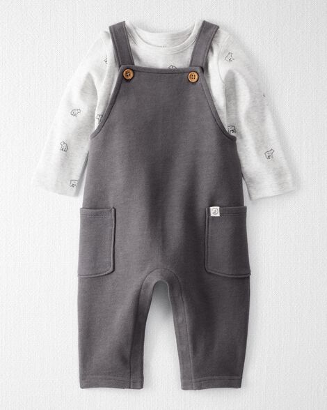 Baby 2-Piece Organic Cotton Overall Set in Bear Print