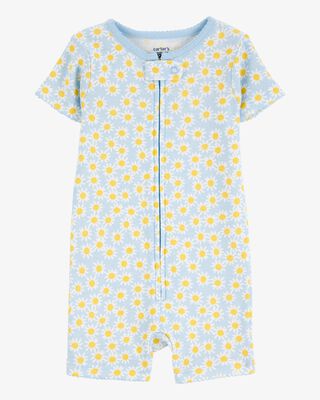 Product image 1 of Baby Daisy Floral Snug Fit Cotton 1-Piece Pajamas - Blue