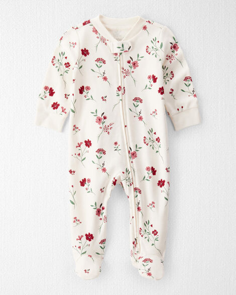 Baby Girl Organic Cotton Sleep & Play Pajamas in Rosethorn Hollow