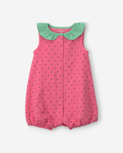 baby girl watermelon romper - pink/green