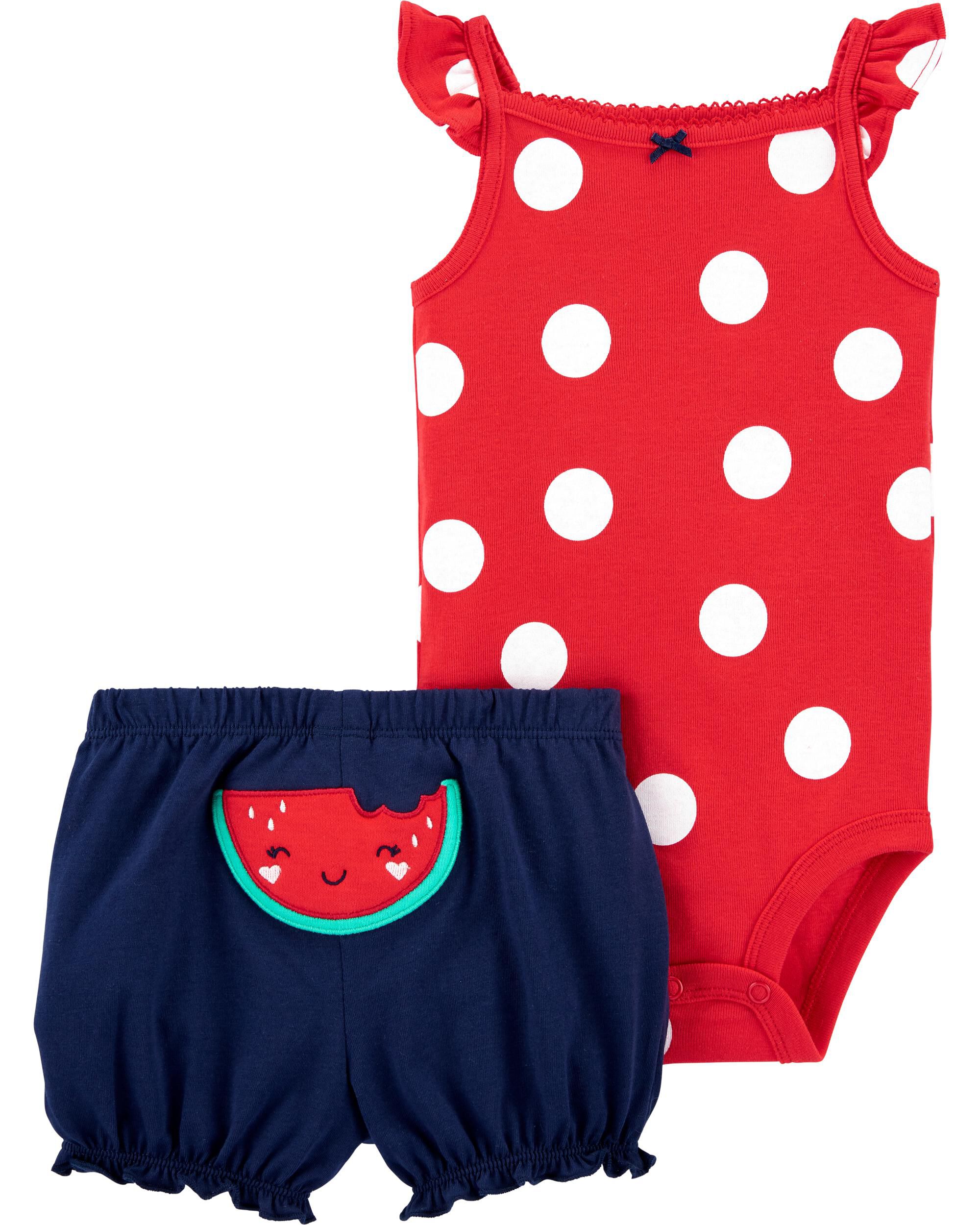 red 2 piece short set