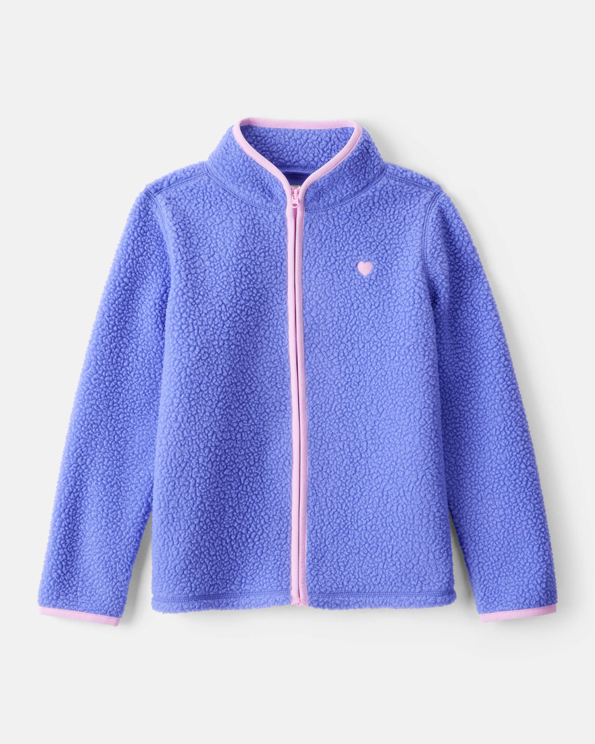 Girls Microfleece Long-Sleeve Zip-Up Jacket - Blue