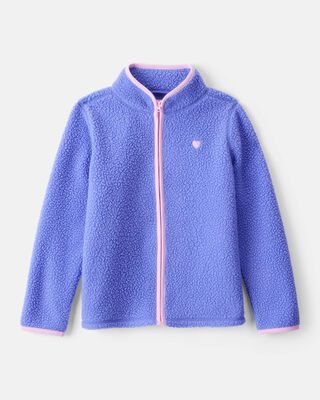 Girls Microfleece Long-Sleeve Zip-Up Jacket - Green/Blue