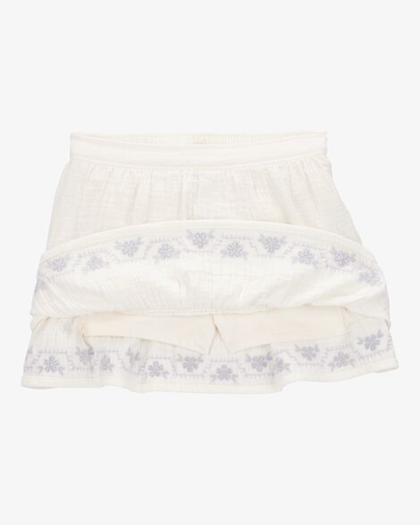  Product image 2 of Toddler Floral Embroidered Gauze Skort - Ivory