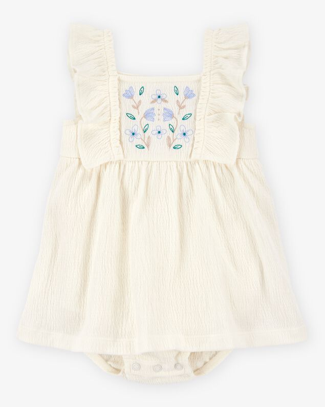 Product image 1 of Baby Floral Flutter Bodysuit Dress - Ivory