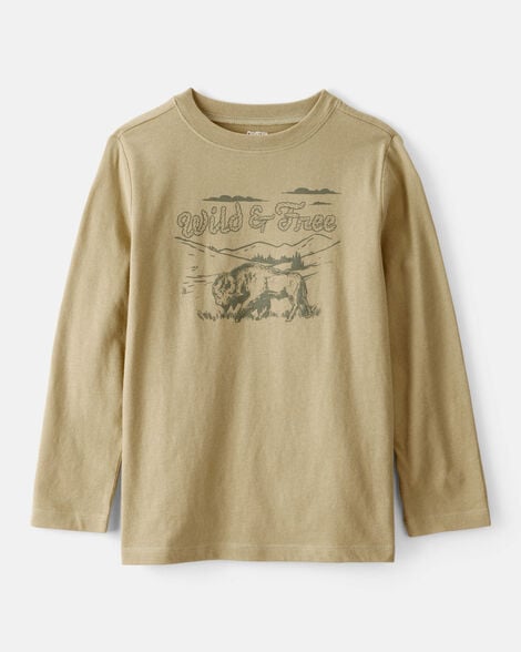 Boys Wild And Free Long-Sleeve Graphic Tee - Brown