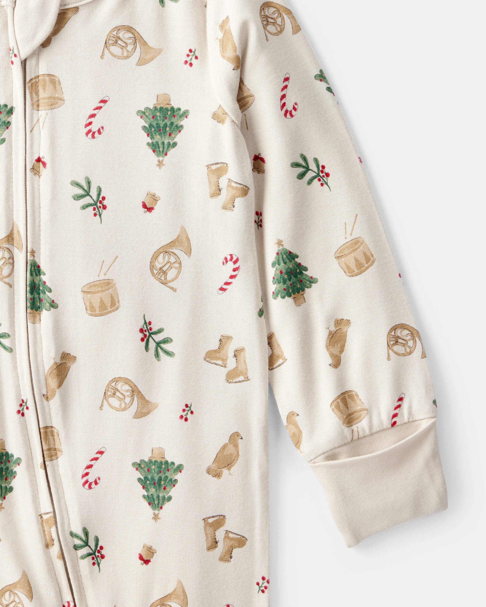 Baby Christmas Print PurelySoft Long-Sleeve Sleep & Play Pajamas - White