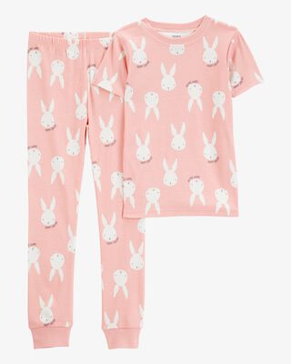 Product image 1 of Kid Bunny Print Easter Snug Fit Cotton 2-Piece Pajamas - Pink
