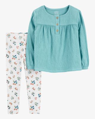 Product image 1 of Toddler 2-Piece Gauze Top & Floral Legging Set