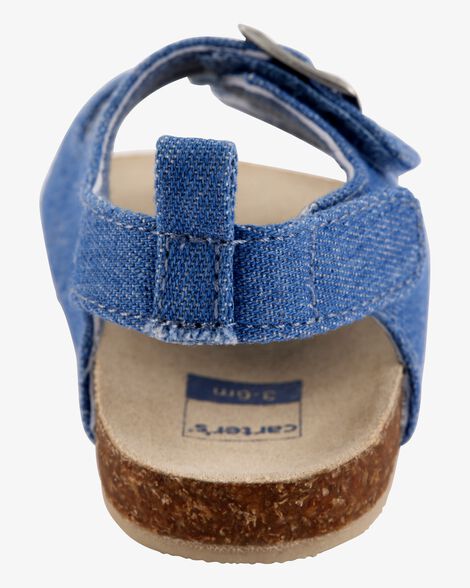  Product image 3 of Baby Chambray Buckle Faux Cork Sandals