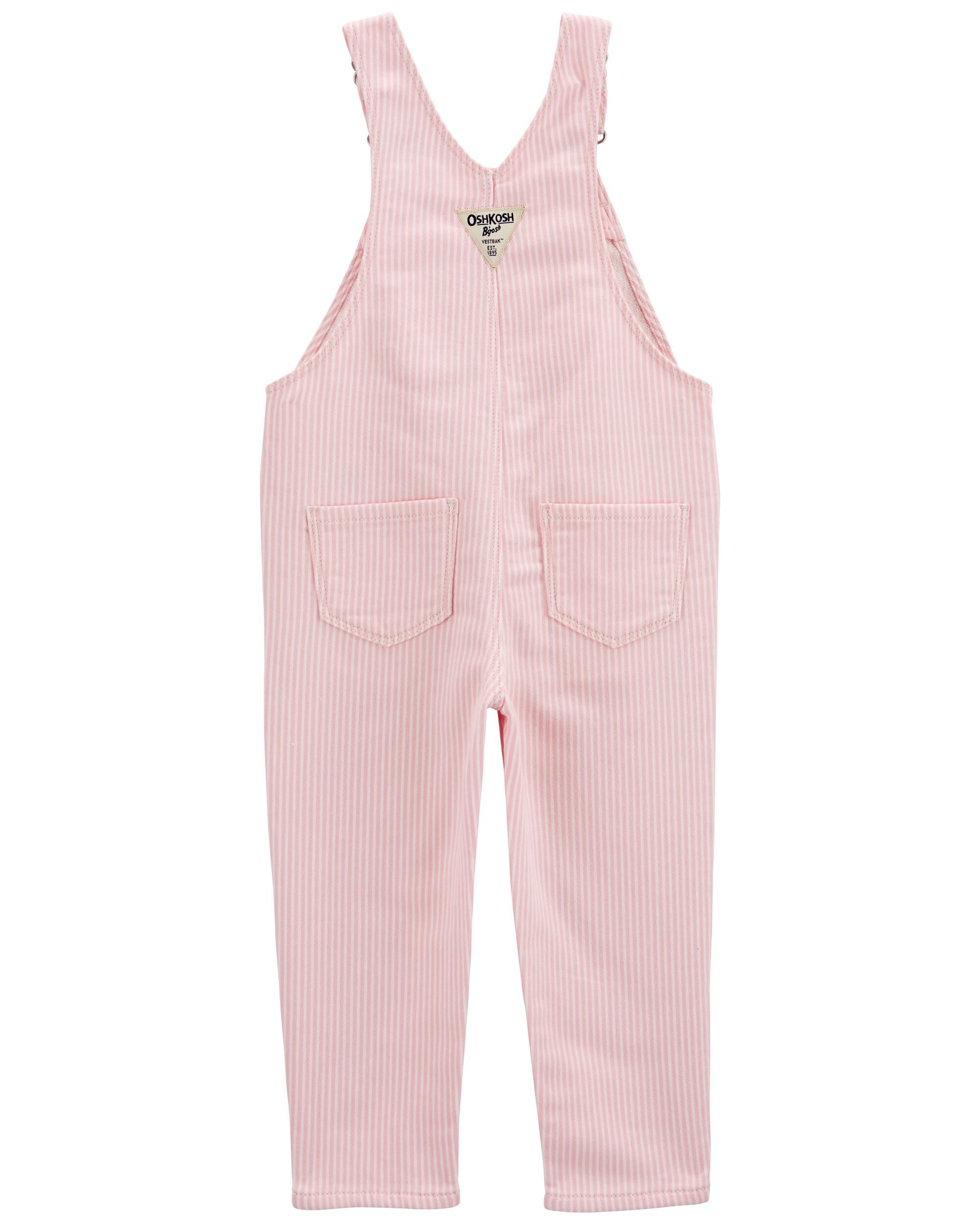 Toddler Knit Denim Hickory Stripe Overalls - Pink - OshKosh