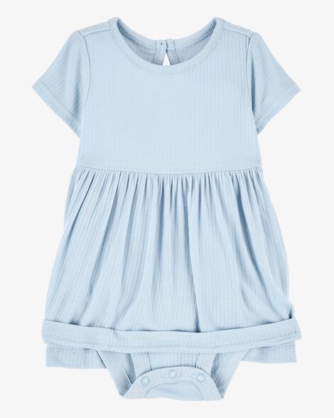 Product image 2 of Baby Girl Solid PurelySoft Bodysuit Dress -Blue