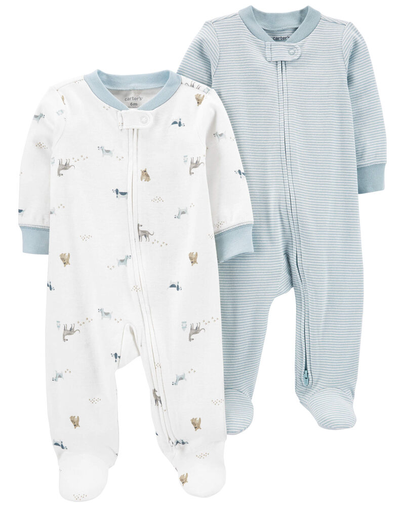 Blue/White Baby 2-Pack Zip-Up Sleep & Plays | carters.com