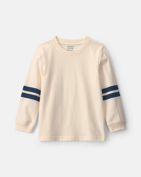 toddler boy striped long-sleeve tee - cream/navy blue