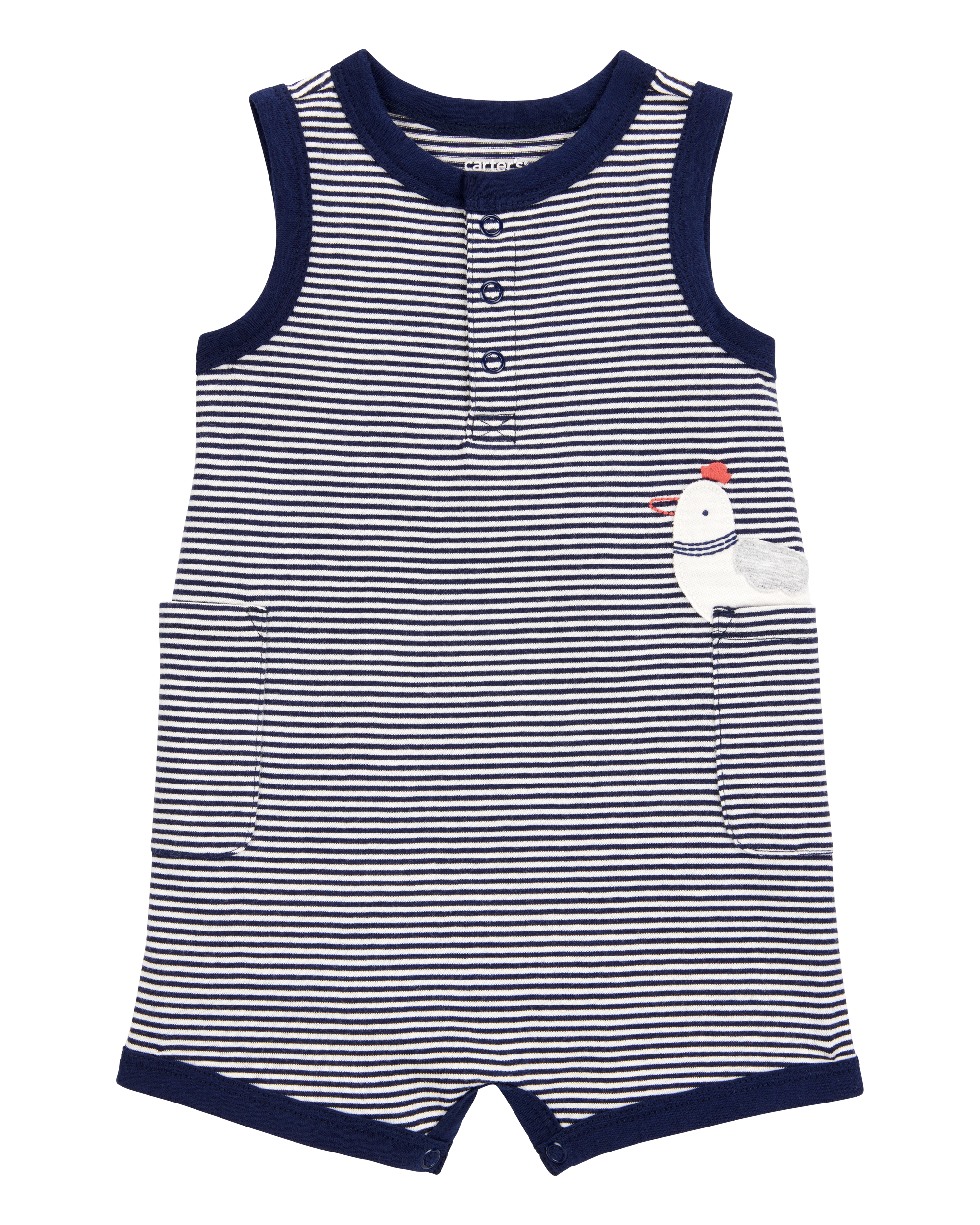 Baby Boy Blue Striped 1-Piece Romper