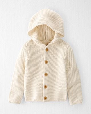 Product image 1 of Toddler Organic Signature Stitch Cardigan in Cream