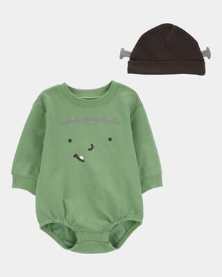 Product image 1 of Baby 2-Piece Halloween Frankenstein Outfit Set - Green/Black