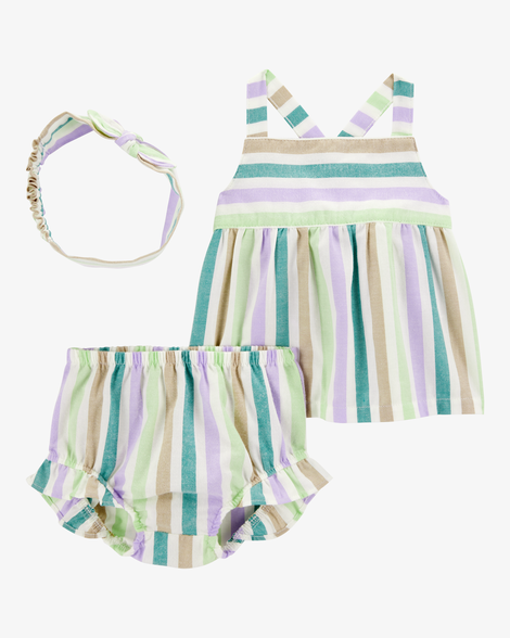 baby girl 3-piece striped outfit set