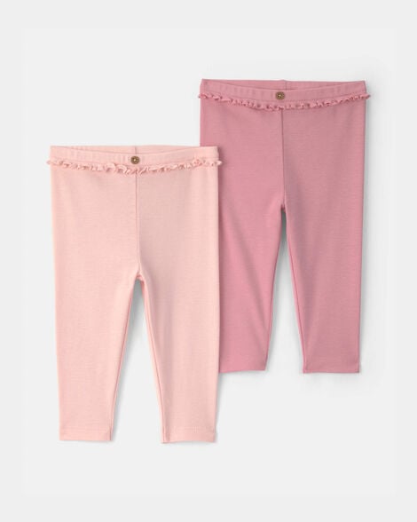 baby girl 2-pack cotton pants - pink