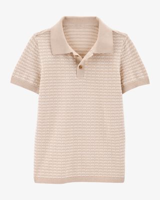 Product image 1 of Kid Coastal Striped Knit Polo Shirt - Khaki