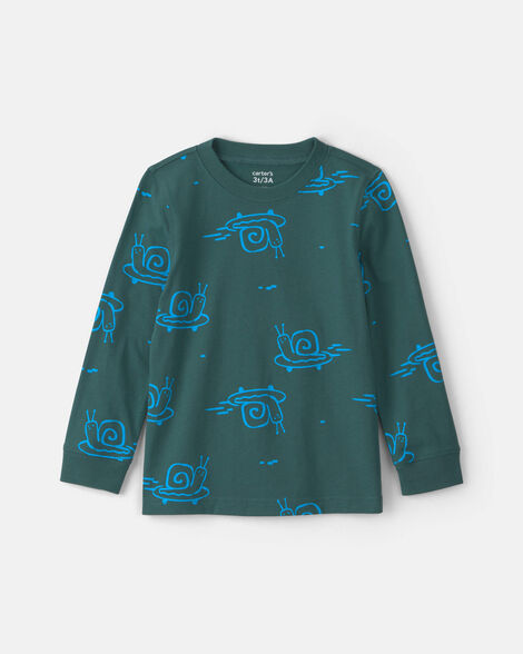 toddler boy snail long-sleeve t-shirt - green