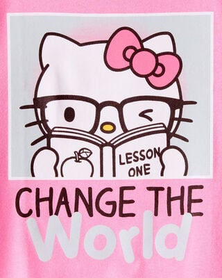 Product image 2 of Kid Hello Kitty "Change The World" Short-Sleeve Graphic Tee - Pink