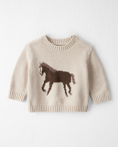 Baby Organic Cotton Horse Sweater Knit Pullover